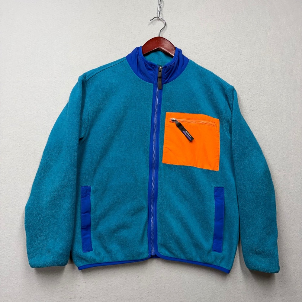 Patagonia Synchilla Fleece Jacket Kids XL 14 Blue Orange Full Zip 65320FA23